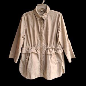 Womens Light Weight Jacket Windbreaker Long Sleeves Beige Size XL